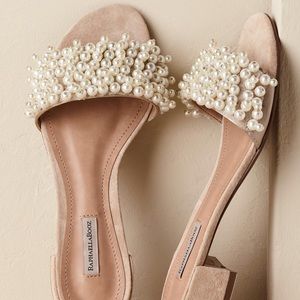 Pearl slides block heel brand new in box